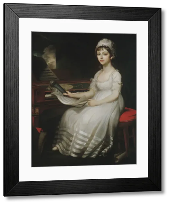 Framed Print : Portrait of a Young Woman, 1801. Creator: Mather Brown Framed Print : Portrait of a Young Woman, 1801. Creator: Mather Brown