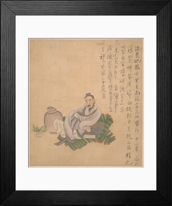 Framed Print : Figures, flowers, and landscapes, one leaf dated 1627. Creator: Chen Hongshou Framed Print : Figures, flowers, and landscapes, one leaf dated 1627. Creator: Chen Hongshou