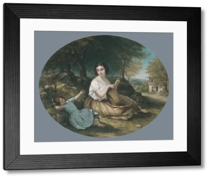 Framed Print : The Basket Maker, 1853. Creator: Louis Lang Framed Print : The Basket Maker, 1853. Creator: Louis Lang