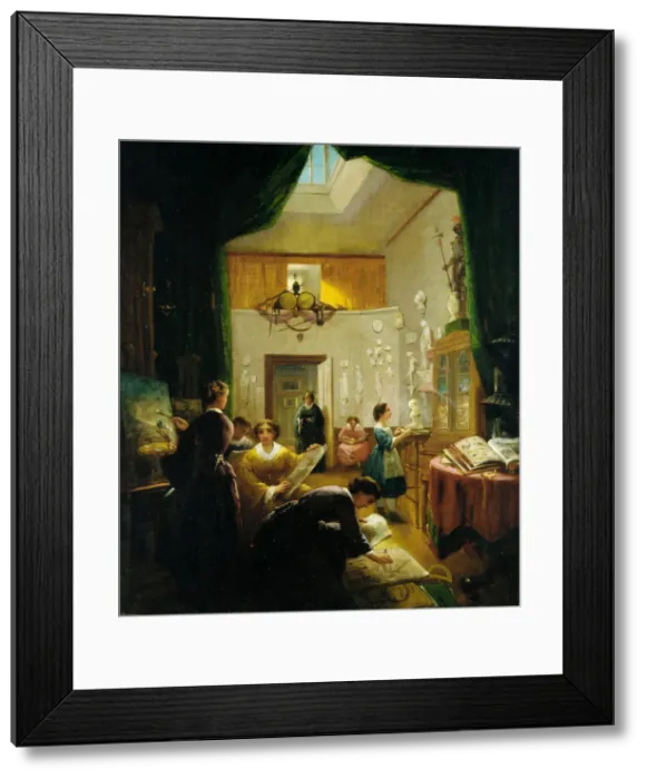 Framed Print : Womens Art Class, ca. 1868. Creator: Louis Lang Framed Print : Womens Art Class, ca. 1868. Creator: Louis Lang