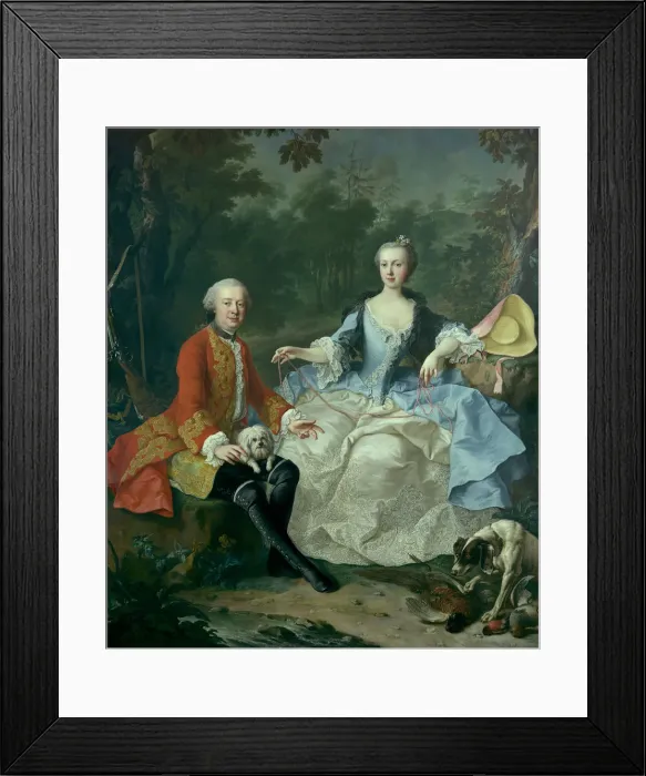 Framed Print : Count Giacomo Durazzo (1717-1794) in the Guise of a Huntsman with His Wife... prob early 1760s Framed Print : Count Giacomo Durazzo (1717-1794) in the Guise of a Huntsman with His Wife... prob early 1760s
