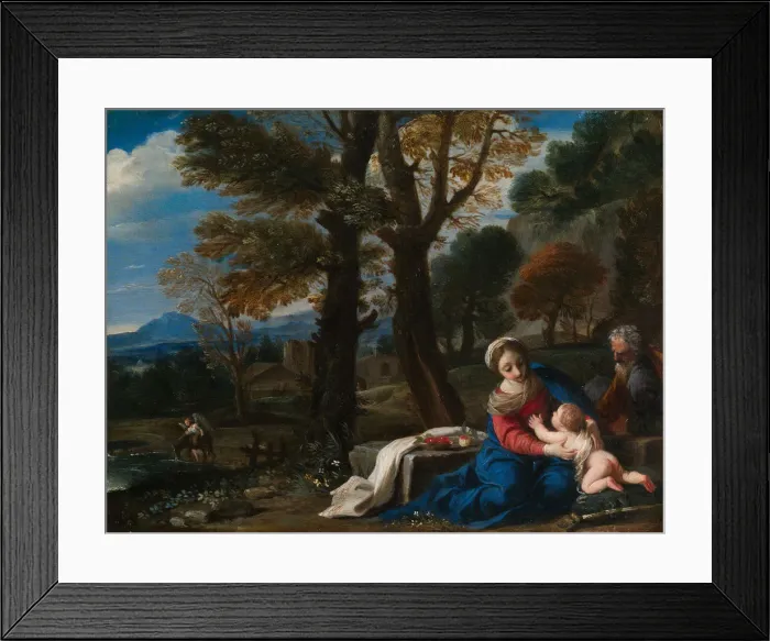 Framed Print : The Rest on the Flight into Egypt. Creator: Pier Francesco Mola Framed Print : The Rest on the Flight into Egypt. Creator: Pier Francesco Mola