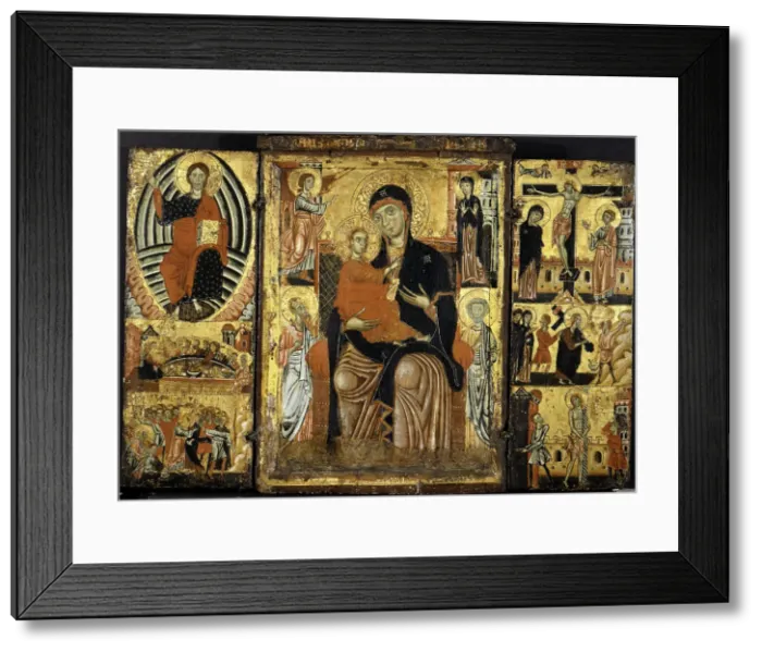 Framed Print : Madonna and Child Enthroned. Creator: Master of the Magdalen Framed Print : Madonna and Child Enthroned. Creator: Master of the Magdalen