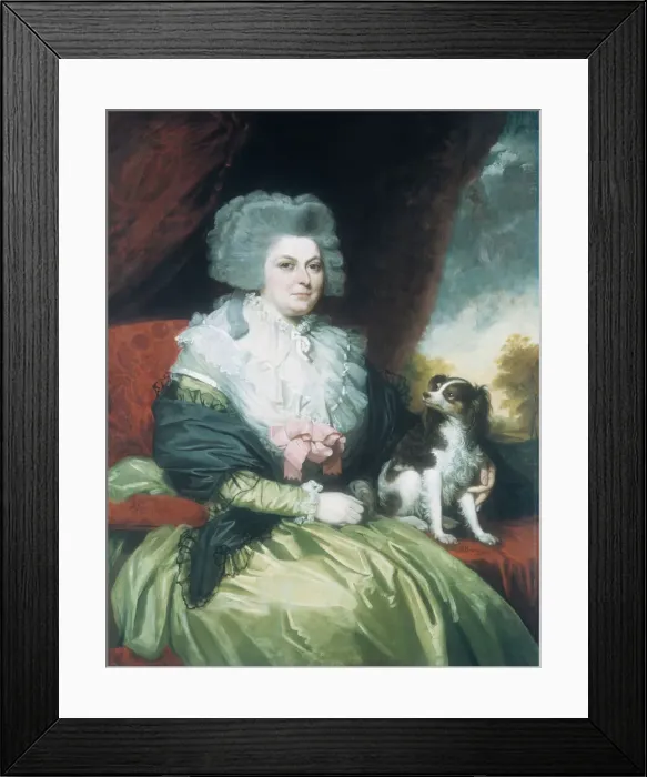 Framed Print : Lady with a Dog, 1786. Creator: Mather Brown Framed Print : Lady with a Dog, 1786. Creator: Mather Brown