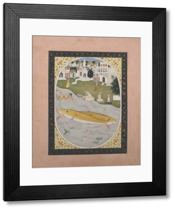 Framed Print : Manuscript Painting with Hindu Tantric Scene Depicting Two Fish, 1800-1820. Creator: Unknown Framed Print : Manuscript Painting with Hindu Tantric Scene Depicting Two Fish, 1800-1820. Creator: Unknown