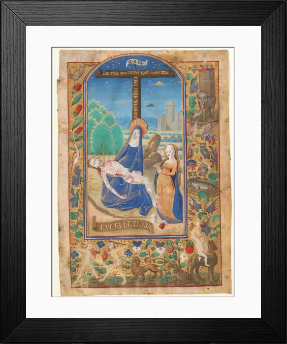 Framed Print : Manuscript Leaf with the Pieta, from a Book of Hours, last quarter 15th century. Creator: Unknown Framed Print : Manuscript Leaf with the Pieta, from a Book of Hours, last quarter 15th century. Creator: Unknown