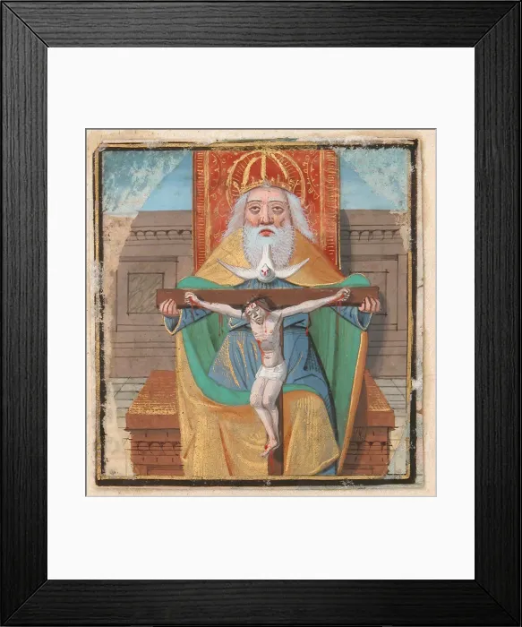 Framed Print : Manuscript Illumination with the Trinity, from a Book of Hours, late 15th century Framed Print : Manuscript Illumination with the Trinity, from a Book of Hours, late 15th century