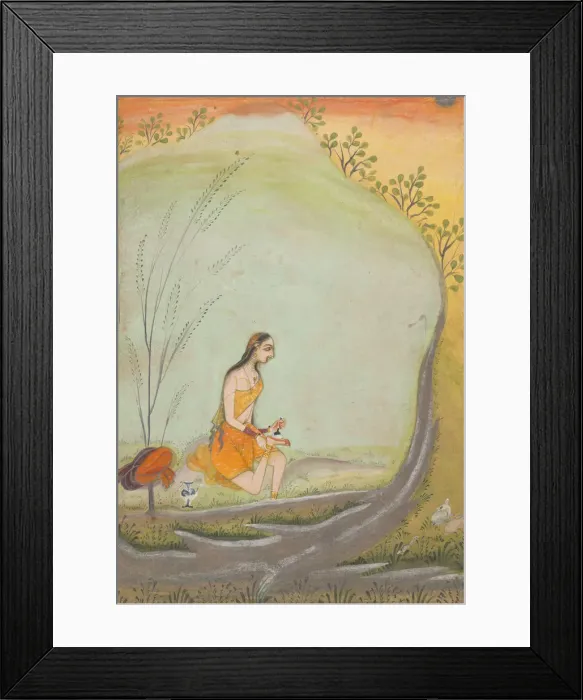 Framed Print : A Lady Applying Henna to Her Foot, ca. 1720-30. Creator: Ustad Mohamed Framed Print : A Lady Applying Henna to Her Foot, ca. 1720-30. Creator: Ustad Mohamed
