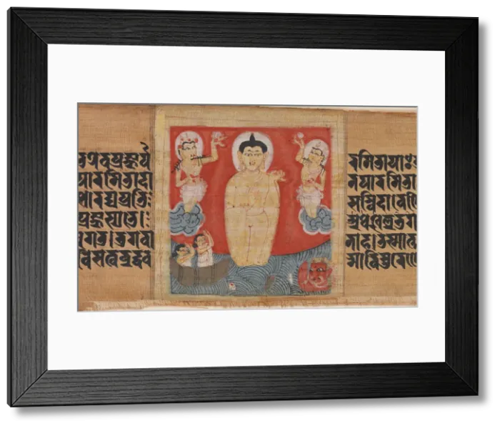 Framed Print : Buddha Giving Safety (Abhayananda) to Mariners, Leaf from... ca. 1090. Creator: Unknown Framed Print : Buddha Giving Safety (Abhayananda) to Mariners, Leaf from... ca. 1090. Creator: Unknown