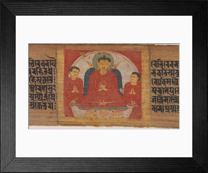 Framed Print : Buddha with His Hands Raised in Dharmacakra Mudra... ca. 1090. Creator: Unknown Framed Print : Buddha with His Hands Raised in Dharmacakra Mudra... ca. 1090. Creator: Unknown