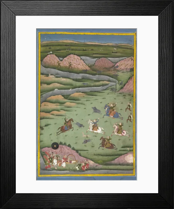 Framed Print : Maharana Amar Singh II or Sangram Singh Hunting Wild Boar, 19th century. Creator: Unknown Framed Print : Maharana Amar Singh II or Sangram Singh Hunting Wild Boar, 19th century. Creator: Unknown