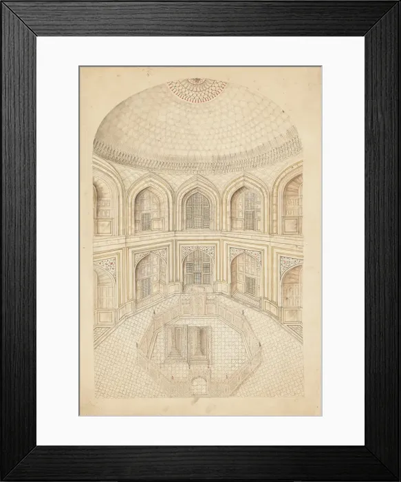 Framed Print : Interior of the Taj Mahal Mausoleum, early 19th century. Creator: Unknown Framed Print : Interior of the Taj Mahal Mausoleum, early 19th century. Creator: Unknown