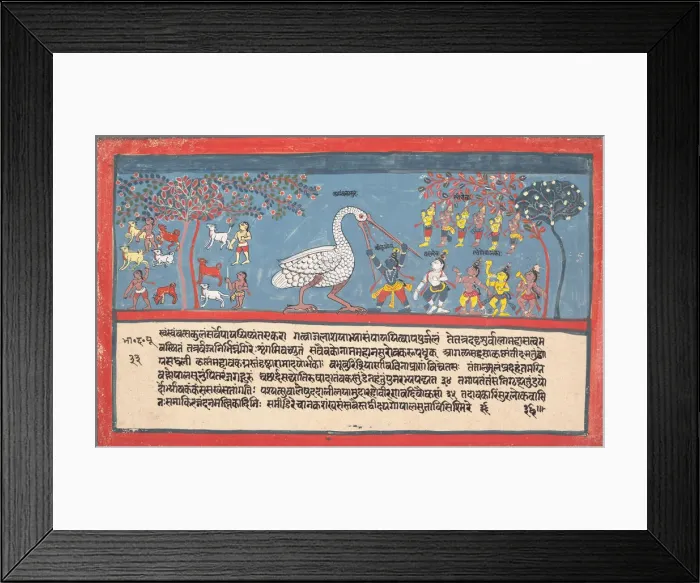 Framed Print : Krishna Slays Bakasura, the Crane Demon... from a Dispersed Bhagavata Purana... 1800-1825 Framed Print : Krishna Slays Bakasura, the Crane Demon... from a Dispersed Bhagavata Purana... 1800-1825