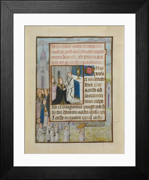 Framed Print : Manuscript Leaf with the Holy Communion, from a Book of Hours, ca. 1500. Creator: Unknown Framed Print : Manuscript Leaf with the Holy Communion, from a Book of Hours, ca. 1500. Creator: Unknown