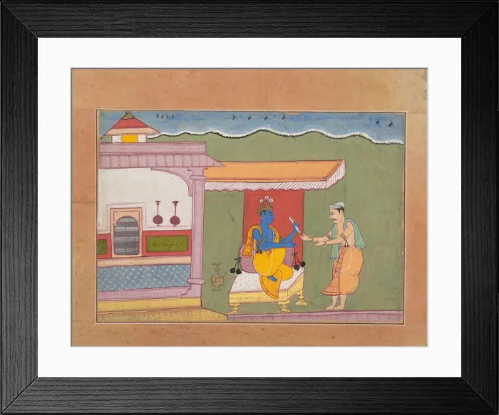 Framed Print : The Brahmin Delivers Rukminis Letter to Krishna... from a Dispersed Bhagavata Purana Framed Print : The Brahmin Delivers Rukminis Letter to Krishna... from a Dispersed Bhagavata Purana