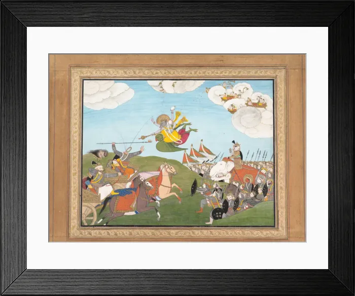 Framed Print : Vishnu as Varaha, the Boar Avatar, Slays Banasur, A Demon General... ca.1800. Creator: Unknown Framed Print : Vishnu as Varaha, the Boar Avatar, Slays Banasur, A Demon General... ca.1800. Creator: Unknown