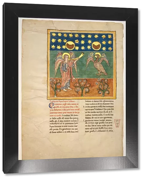 Leaf from a Beatus Manuscript: the Fourth Angel Sounds the Trumpet and an Eagle