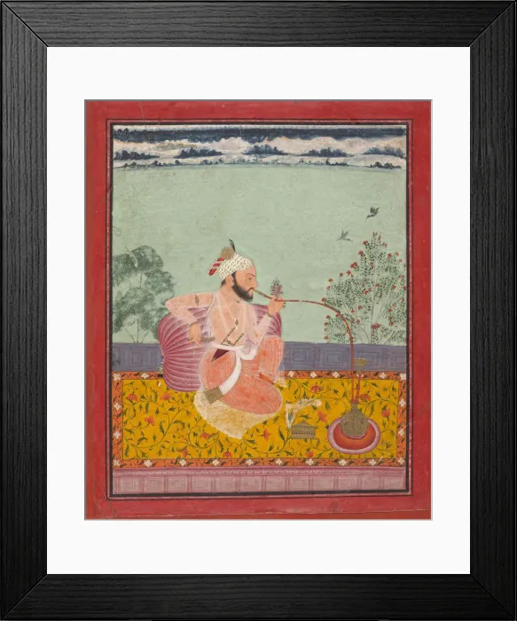 Framed Print : A Raja Smoking a Hookah, ca. 1690-1710. Creator: Unknown
