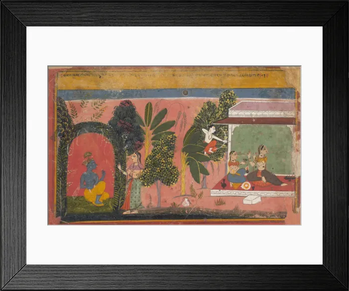Framed Print : Kama Aims His Bow at Radha: Page From a Dispersed Gita Govinda (Loves of Krishna), ca Framed Print : Kama Aims His Bow at Radha: Page From a Dispersed Gita Govinda (Loves of Krishna), ca