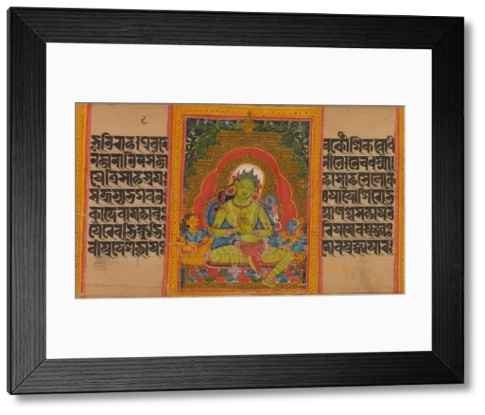 Framed Print : Green Tara, Folio from... (Perfection of Wisdom) Manuscript, early 12th century. Creator: Unknown Framed Print : Green Tara, Folio from... (Perfection of Wisdom) Manuscript, early 12th century. Creator: Unknown
