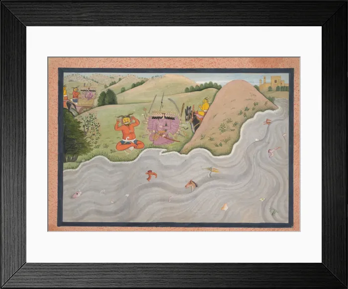 Framed Print : The Demon Marichi Tries to Dissuade Ravana... from a dispersed Ramayana series, ca Framed Print : The Demon Marichi Tries to Dissuade Ravana... from a dispersed Ramayana series, ca
