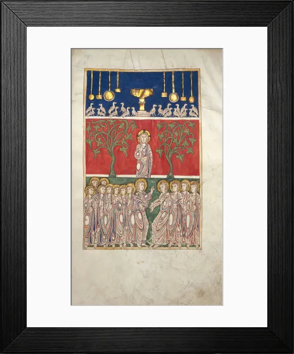 Framed Print : Leaf from a Beatus Manuscript: the Opening of the Fifth Seal, ca. 1180. Creator: Unknown Framed Print : Leaf from a Beatus Manuscript: the Opening of the Fifth Seal, ca. 1180. Creator: Unknown