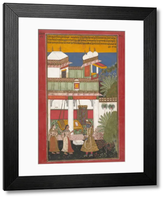Framed Print : Krishna and Radha, Page from a Dispersed Rasikapriya... ca. 1660-70. Creator: Unknown Framed Print : Krishna and Radha, Page from a Dispersed Rasikapriya... ca. 1660-70. Creator: Unknown