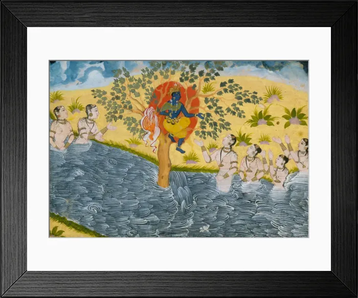 Framed Print : The Gopis Plead with Krishna to Return Their Clothing, Page from a Bhagavata Purana Framed Print : The Gopis Plead with Krishna to Return Their Clothing, Page from a Bhagavata Purana