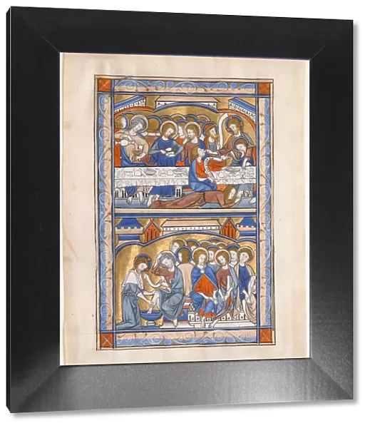 Manuscript Leaf with the Last Supper and the Washing of the Apostles Feet Leaf