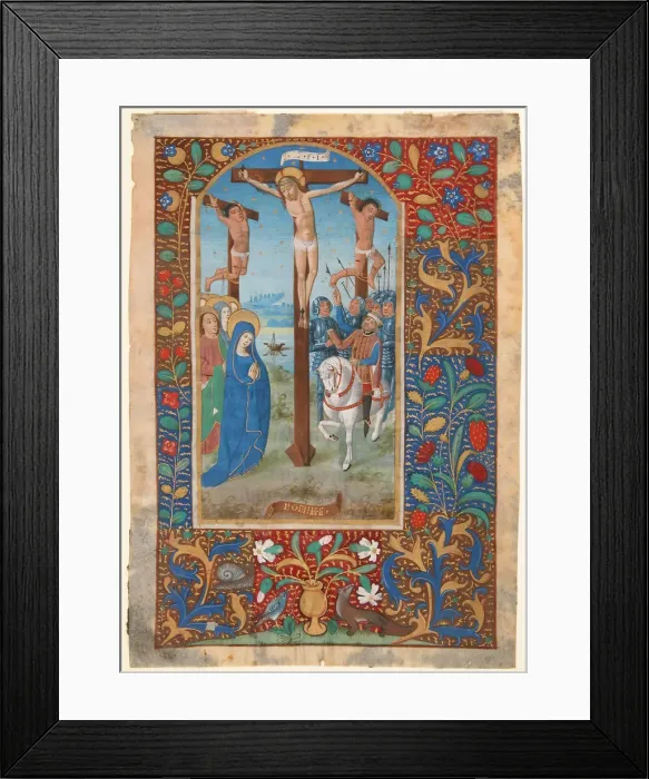 Framed Print : Manuscript Leaf with the Crucifixion, from a Book of Hours, last quarter 15th century Framed Print : Manuscript Leaf with the Crucifixion, from a Book of Hours, last quarter 15th century
