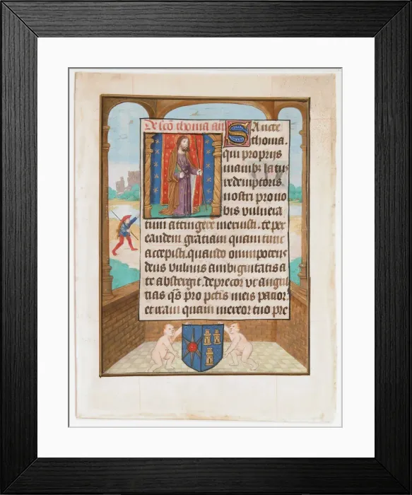 Framed Print : Manuscript Leaf with Saint Thomas, from a Book of Hours, ca. 1500. Creator: Unknown Framed Print : Manuscript Leaf with Saint Thomas, from a Book of Hours, ca. 1500. Creator: Unknown