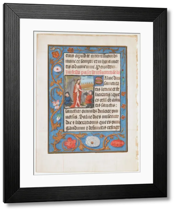 Framed Print : Manuscript Leaf with the Resurrection, from a Book of Hours, ca. 1500. Creator: Unknown Framed Print : Manuscript Leaf with the Resurrection, from a Book of Hours, ca. 1500. Creator: Unknown
