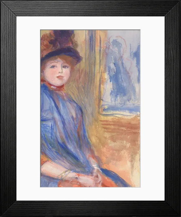 Framed Print : Young Girl in a Blue Dress, ca. 1890. Creator: Pierre-Auguste Renoir Framed Print : Young Girl in a Blue Dress, ca. 1890. Creator: Pierre-Auguste Renoir