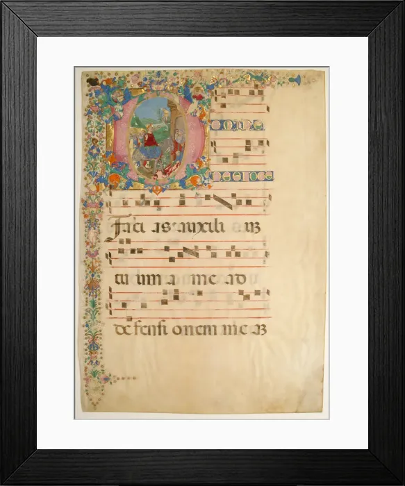 Framed Print : Manuscript Leaf with Entry into Jerusalem on Palm Sunday in an Initial D... 15th-16th century Framed Print : Manuscript Leaf with Entry into Jerusalem on Palm Sunday in an Initial D... 15th-16th century