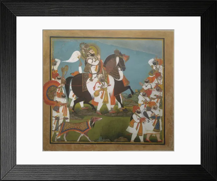 Framed Print : Maharana Bhim Singh and Retinue Embark on a Hunt, ca. 1805-10. Creator: Chokha