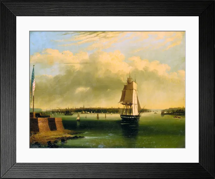 Framed Print : Bay and Harbor of New York from Bedlows Island, 1850-60. Creator: Edmund Coates Framed Print : Bay and Harbor of New York from Bedlows Island, 1850-60. Creator: Edmund Coates
