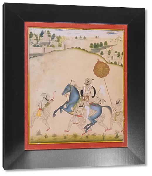 Maharana Amar Singh II Riding a Jodhpur Horse, ca. 1700-1710. Creator: Stipple Master