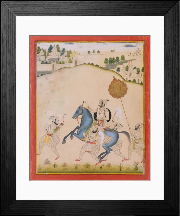 Framed Print : Maharana Amar Singh II Riding a Jodhpur Horse, ca. 1700-1710. Creator: Stipple Master Framed Print : Maharana Amar Singh II Riding a Jodhpur Horse, ca. 1700-1710. Creator: Stipple Master