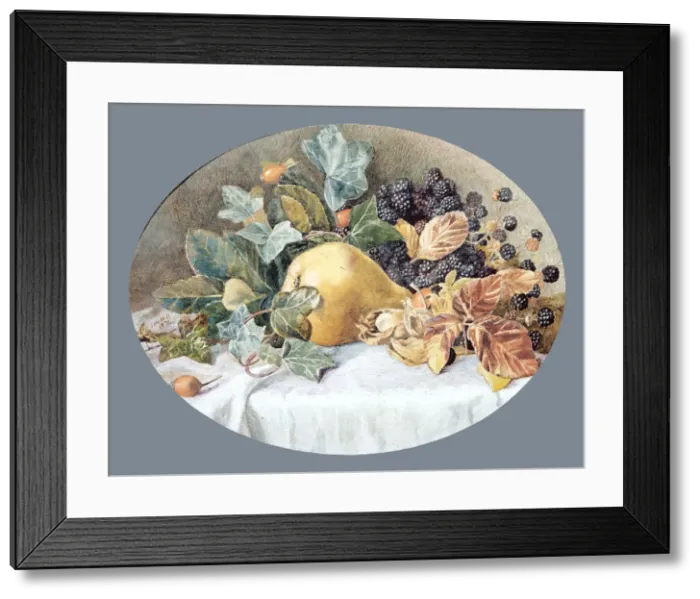 Framed Print : Still Life with Fruit, 1876. Creator: John William Hill Framed Print : Still Life with Fruit, 1876. Creator: John William Hill