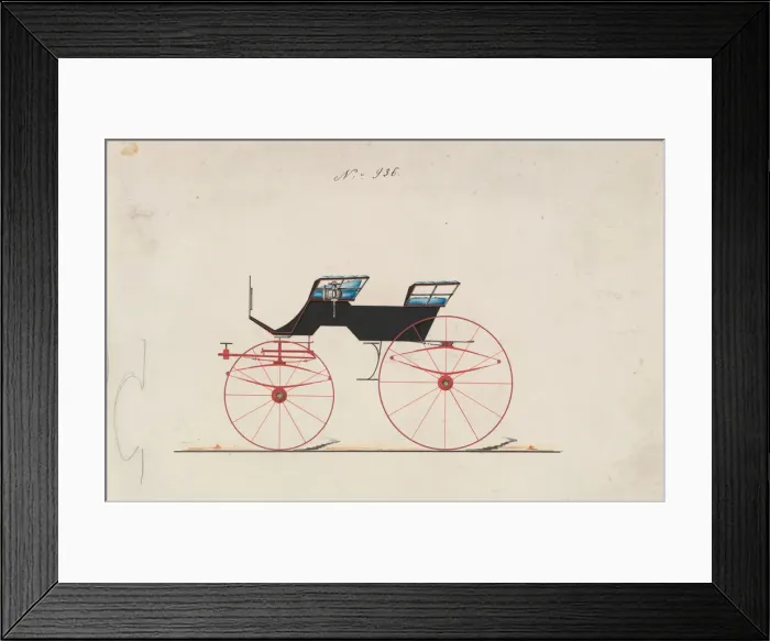 Framed Print : Design for 4 seat Phaeton, no top, no. 936, 1850-70. Creator: Brewster & Co Framed Print : Design for 4 seat Phaeton, no top, no. 936, 1850-70. Creator: Brewster & Co
