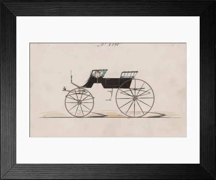 Framed Print : Design for 4 seat Phaeton, no top, no. 3390, 1878. Creator: Brewster & Co Framed Print : Design for 4 seat Phaeton, no top, no. 3390, 1878. Creator: Brewster & Co