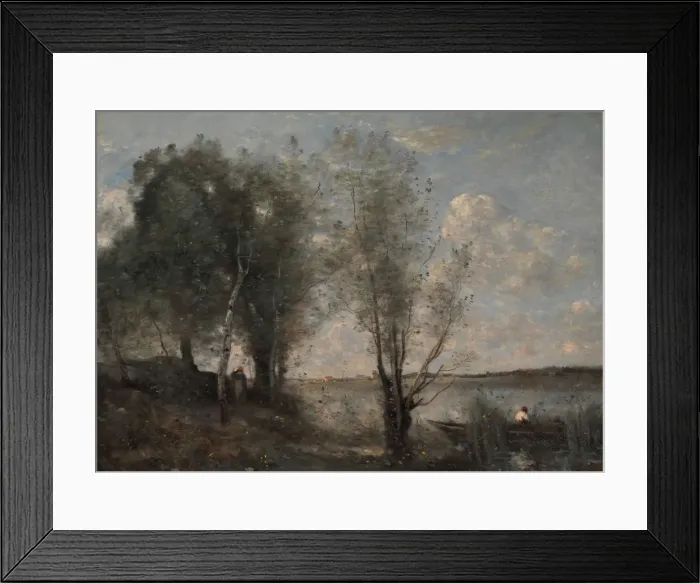 Framed Print : Boatman among the Reeds, ca. 1865. Creator: Jean-Baptiste-Camille Corot Framed Print : Boatman among the Reeds, ca. 1865. Creator: Jean-Baptiste-Camille Corot
