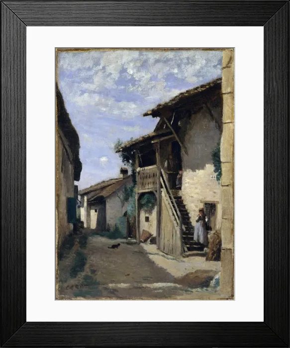 Framed Print : A Village Street: Dardagny, 1852, 1857, or 1863. Creator: Jean-Baptiste-Camille Corot Framed Print : A Village Street: Dardagny, 1852, 1857, or 1863. Creator: Jean-Baptiste-Camille Corot