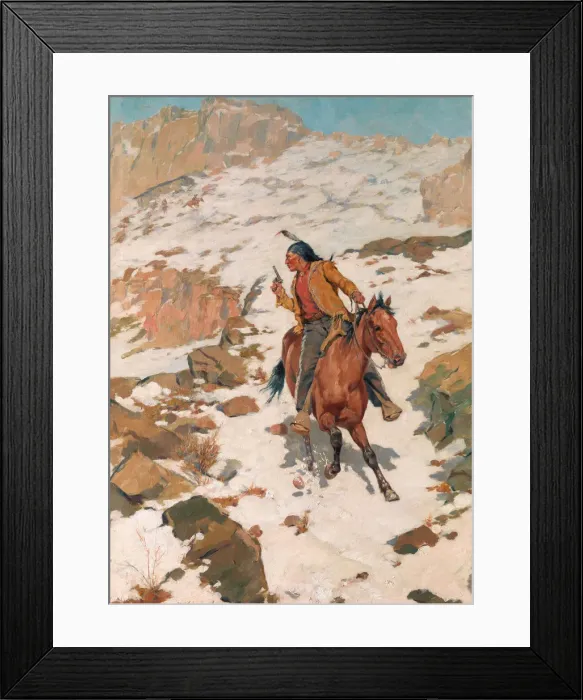 Framed Print : In Hot Pursuit, After 1900. Creator: Charles Schreyvogel Framed Print : In Hot Pursuit, After 1900. Creator: Charles Schreyvogel