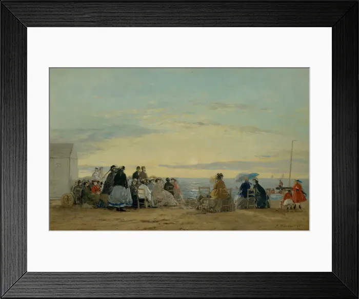 Framed Print : On the Beach, Sunset, 1865. Creator: Eugene Louis Boudin Framed Print : On the Beach, Sunset, 1865. Creator: Eugene Louis Boudin