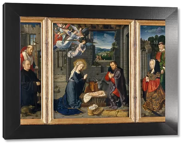 The Nativity with Donors and Saints Jerome and Leonard, ca. 1510-15. Creator: Gerard David