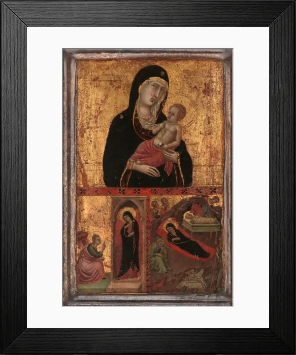 Framed Print : Madonna and Child with the Annunciation and the Nativity, ca. 1310-15. Creator: Goodhart Master Framed Print : Madonna and Child with the Annunciation and the Nativity, ca. 1310-15. Creator: Goodhart Master
