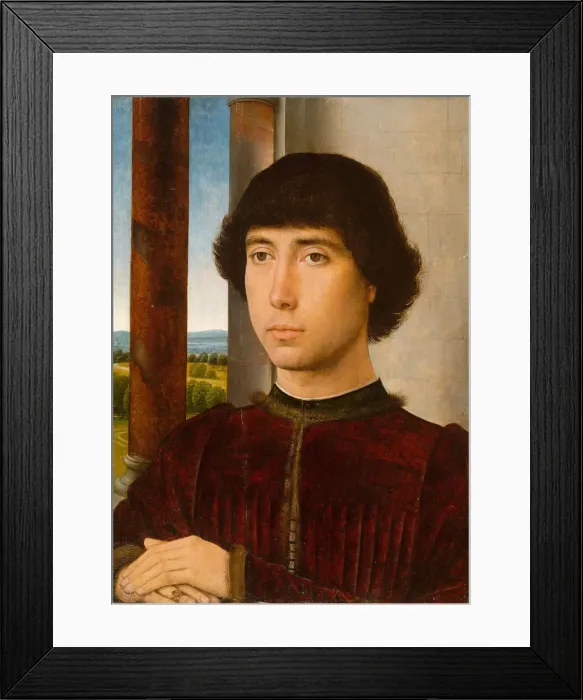 Framed Print : Portrait of a Young Man, ca. 1472-75. Creator: Hans Memling Framed Print : Portrait of a Young Man, ca. 1472-75. Creator: Hans Memling