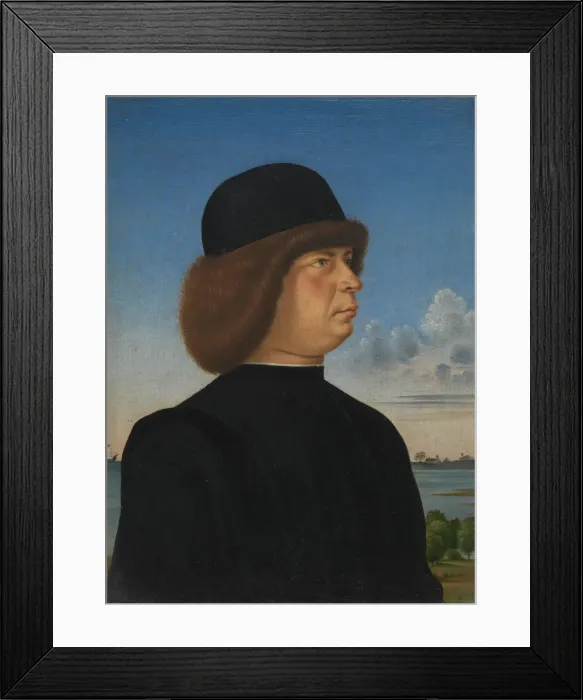 Framed Print : Portrait of Alvise Contarini(?); (verso) A Tethered Roebuck, ca. 1485-95. Creator Framed Print : Portrait of Alvise Contarini(?); (verso) A Tethered Roebuck, ca. 1485-95. Creator