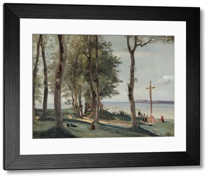 Framed Print : Honfleur: Calvary, ca. 1830. Creator: Jean-Baptiste-Camille Corot Framed Print : Honfleur: Calvary, ca. 1830. Creator: Jean-Baptiste-Camille Corot